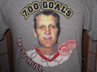 Mens Brett Hull 700 Career Goals Detroit Red Wings Hockey Gray T Shirt 