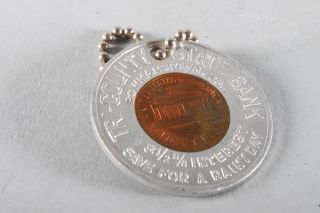 2pc Lot Vintage 1960s Good Luck Token Penny Keychains Bank Promo 