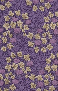 RARE British Rose Hubble Art Nouveau William Morris Fabric Vine Purple 