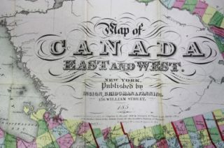 Map of Canada East and West 1857 Color Pre Canadian Confederation 