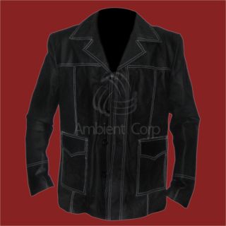 Brad Pitt’s Vintage Fight Club Leather Jacket Coat Tyler Durden New 