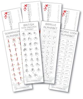   Senses Alphabet Bookmarks BSL Braille Morse Code Semaphore