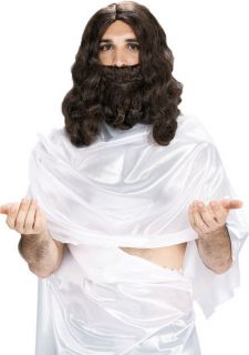 Adult Jesus Christ Wig and Beard Halloween Costume Set
