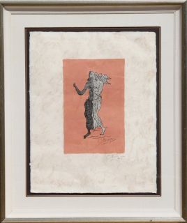 Georges Braque, Personnage fond rose, Framed Lithograph 1958