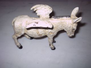 Cast Iron (Repro) White Vintage Style Donkey with Wings Statue Figure 