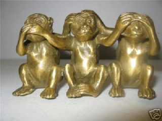 Collectibles Brass See Speak Hear No Evil 3 Monkey Statues