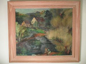 Ann Brockman 1889 1943 Original Oil Painting c1930 Rockport Listed 