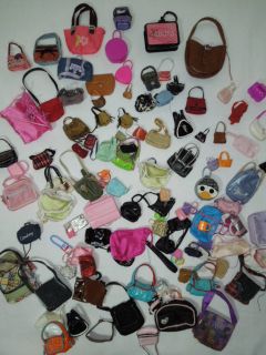 Huge Lot Bratz Barbie Polly My Scene More Doll Purses Handbags 114 Pcs 