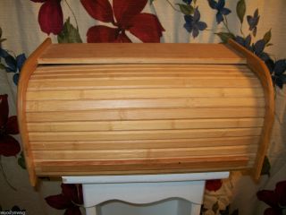 Roll Top Bread Box Kitchen Wood Breadbox Vintage Small One Loaf 