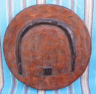 African Wood Carving Mask Teke Red Geometric Disc Congo