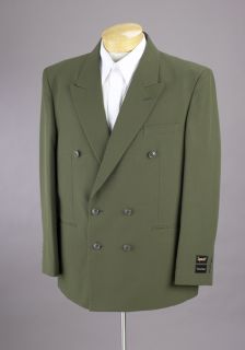 New Mens Double Breasted Olive Green Dress Suit 38R 38