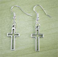 Vintage Silver Small See Thru Gothic Celtic Cross Earrings Sterling 