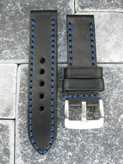 24mm Cow Leather Strap Band for Breitling Black Blue 24