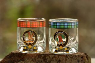 Clan Crested Tartan Whisky Glass Brand New