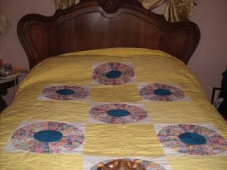 lovely sunshine yellow homemade quilt 84 by 82