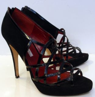  Brian Atwood Black Suede Platforms Size 38 5