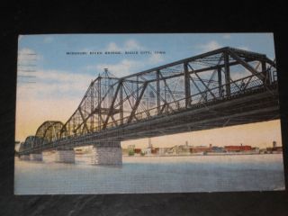 Postcard Missouri River Bridge Sioux City Iowa 1950