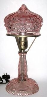 Pink Depression Glass Bridgeton Rose Lamp and Glass Shade
