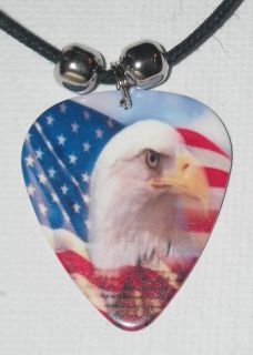 American Eagle Guitar Pick Necklace USA Flag Patriotic