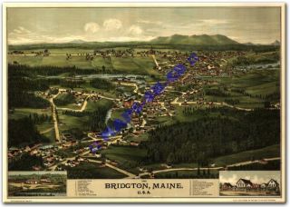 1888 Bridgton Maine Cumberland County Me USA Map CD