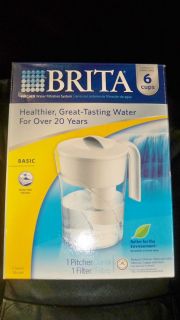 Brita 6 Cup Basic Classic Model Pitcher Water Filter Filtration System 