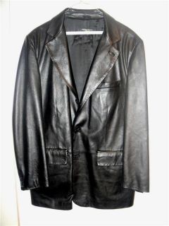 Bruno Magli Gildone Black Leather Blazer Men Size 44