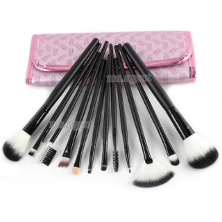   Makeup Eyeliner Lip Blush Eyeshadow Brushes Tool + Leather Case W219M