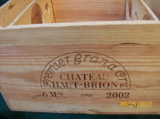 Haut Brion Wine Crate Box All Inserts No Lid Wood Wooden 6 Magnum Wood 