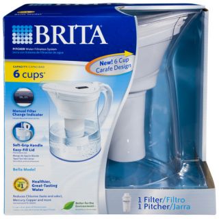 Brita 6 Cup Pitcher Water Filtration Filter Remove Chlorine Mercury 