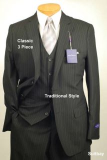 Savile Row Mens Vest Black Striped Dress Suit Vest Size Small V01 