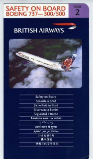 British Airways Boeing 737 300 500 Safety on Board Issue 2 1992