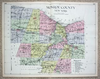 Above A Big, Colorful 1912 Map of Monroe County, New York