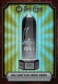 08 09 OPC O Pee Chee Trophy Winners Bud Light Plus Minus Award AWD PV 