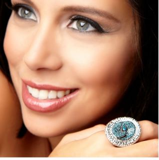 RARITIES Carol Brodie BLUE Diamond Ruffle Sterling Ring Sz 8 Appraised 