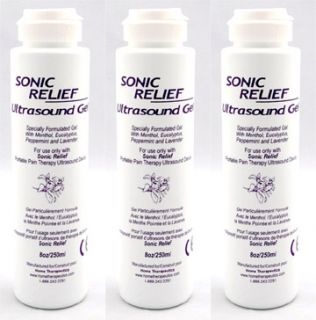Sonic Relief 3 Ultrasound Gel Bottles Therapy FDA Aprov