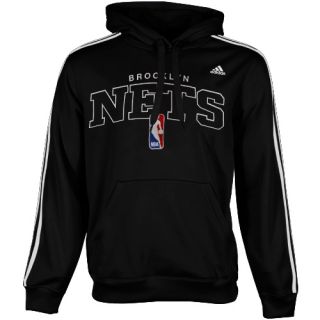Adidas Brooklyn Nets Three Stripe Pullover Hoodie Sweatshirt Black 