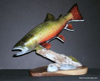 Brook Trout Sculpture Carving Fly Fishing Reel Looking Art Mount Orvis 