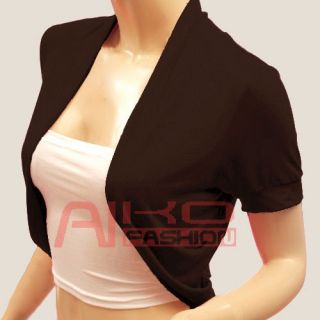 Ladies Short Sleeve Bolero Jacket Womens Shrug Cardigan Size s M L XL 