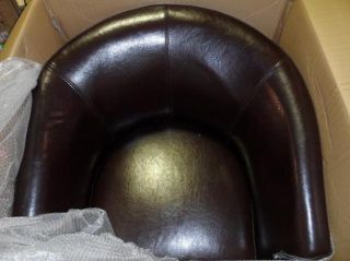 Flash Furniture Brown Leather Barrel Shaped Guest Chair  Retail $569