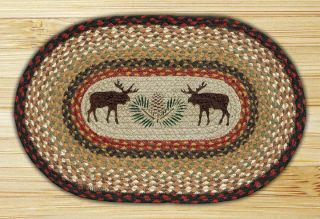 Moose Pinecone Jute Braided Placemats New Brown Set of Four 13x19