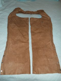 Mens Chaps Brown Leather 3X by MOB. Leather Braiding, Like New NO 
