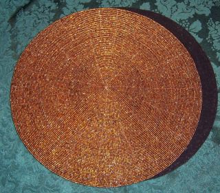 COPPER BEADED 14 BROWN FABRIC BACKED PLACEMATS SECONDS SAVE 45