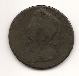  George II Britania Half Penny Coin Circa 1700