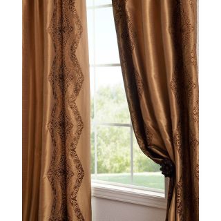   Faux Silk 96 inch C Brown 50W x 96L Embroidered Curtain Panel