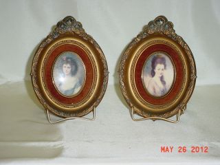 Pair Small Cameo Creation Prints Mrs. Means & Miss Lindley Thos 
