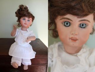 BRU Antique Repro Artist Fully Jointed 14 Doll Paperweight Eyes