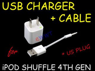   Plug USB Cable +AC Charger Adaptor for iPod Shuffle 4th Gen 4 ZHZCH16