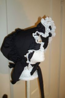 OZARK BONNETS MADE FROM VINTAGE PATTERN BLACK WITH WHITE LACE