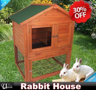    Deluxe Wooden Rabbit House Wood Rabbit Hutch Little Pet Safety Cage