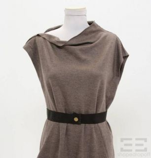 Brunello Cucinelli Brown Wool Belted Sleeveless Dress US 10